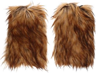 Kesyoo Viking Artificial Leg Warmers Brown 30Cm Pair Medieval Costume Accessories for Men Women Pirate Cosplay Foot Warmers