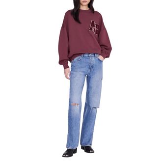 Anine Bing Hoodies & sweatvesten, Dames, Rood, XS, Katoen, Miles Oversized Sweatshirt Letterman