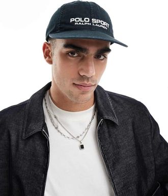 Polo Ralph Lauren Sport Capsule Authentic - Cappellino con visiera in twill di cotone nero con logo