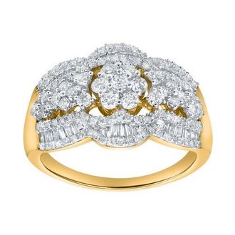 LuvMyJewelry Florea 1.10 Cts Natural Diamond Cluster 14K Gold Ring in 14K Yellow Gold at Nordstrom, Size 7