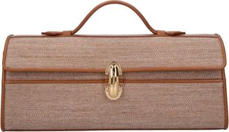 Savette Brown Fabric Slim Symmetry Clutch