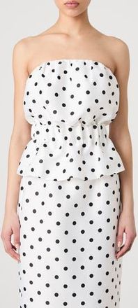 French Connection Polka Dot Strapless Peplum Top in Summer White-Polka Dot at Nordstrom Rack, Size Small