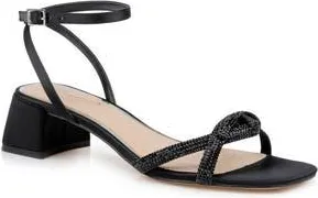 Badgley Mischka Fern Ankle Strap Sandal in Black Satin at Nordstrom Rack, Size 5.5