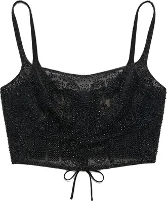 Ermanno Scervino Mouwloze Top - Dames - Tops zonder mouwen - Zwart - M - Polyester - Tops