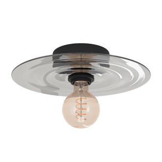 Eglo Eglo Iluminaci&oacute;n Plaf&oacute;n O Aplique Cil&iacute;ndrico De Vidrio Gris Lintmill E27 &Oslash;300mm