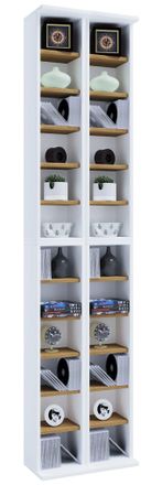 VCM Vcm - Soporte De Dvd De Cd De Madera Estante De Cd Con Espacio Para 408 Cd O 144 Dvd O 80 Videos Dimensiones: Al. 183 X An. 42 X T. 20 Cm Estante Eleg