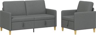 vidaXL Juego De Sof&aacute;s Con Almacenamiento 2 Uds. Gris Oscuro Poli&eacute;ster Vidaxl