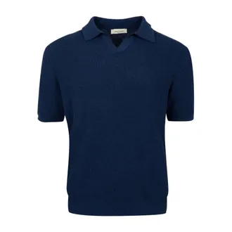 Gran Sasso Polo Shirts, male, Blue, Size: 3XL Ribbed Polo