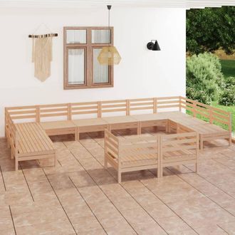 vidaXL Juego De Muebles De Jard&iacute;n 12 Piezas Madera Maciza De Pino Vidaxl