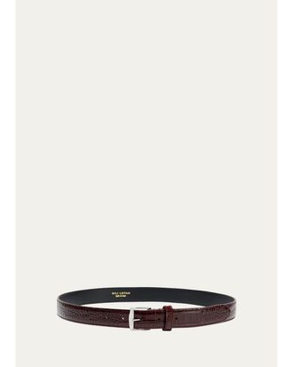 Nili Lotan Sloane Lizard-Embossed Leather Belt