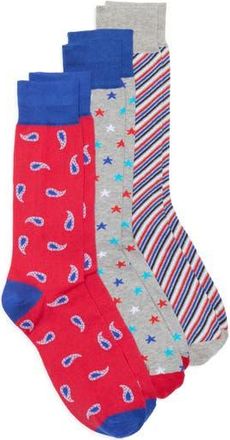 Lorenzo Uomo Assorted 3-Pack Crew Socks in Grey at Nordstrom Rack