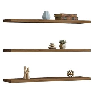 Dmora Estante Meina, 3 Estantes, Set De 3, Tono Nogal, 60x15x2h Cm Marr&oacute;n Nogal