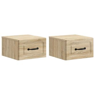 vidaXL Mesita De Noche De Pared 2 Pcs Roble Sonoma 34,5 X 33 X 20 Cm Vidaxl