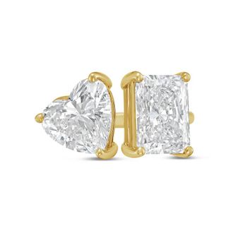 Diana M. Jewels 18kt yellow gold 12ct Lab Grown Radiant & Heart Diamond Two-Stone Ring
