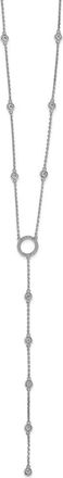 Diamond2Deal Sterling Silver 32 Stone Cubic Zirconia Y-Drop Necklace 16 with 2 inch Ext