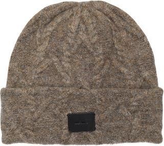 AllSaints Cable Knit Beanie in Pine Bark Brown at Nordstrom Rack