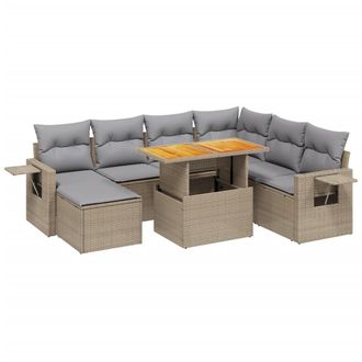 vidaXL Vidaxl - Set Divano Da Giardino 8 Pz Con Cuscini Beige In Polyrattan