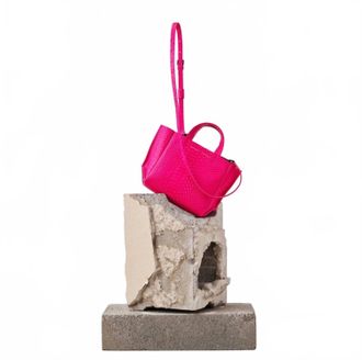 Ampersand As Apostrophe Womens Micro Tote Leather Bag In Neon Pink Python