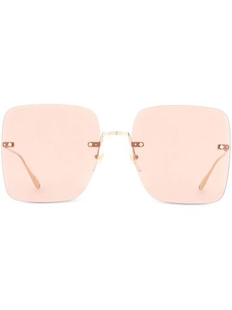 Gucci logo-charm square-frame sunglasses - Gold