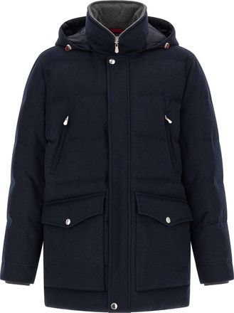 Brunello Cucinelli Blue Wool Mens Parka