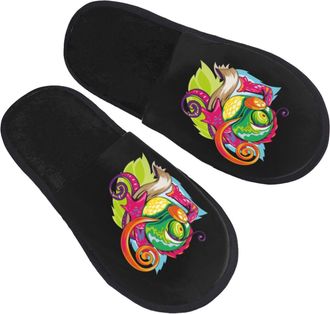 Generic Mens Slipper Colorful Lizards Plush Womens Slippers Cosy Fluffy Winter Slippers Indoor Guest M