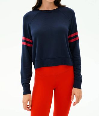 SPLITS59 Brooks Stripe Fleece Sweatshirt In Indigo/lotus Red