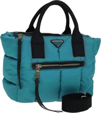 Prada Pre-owned Handbags, female, Blue, Size: ONE SIZE Pre-owned Nylon Handbag