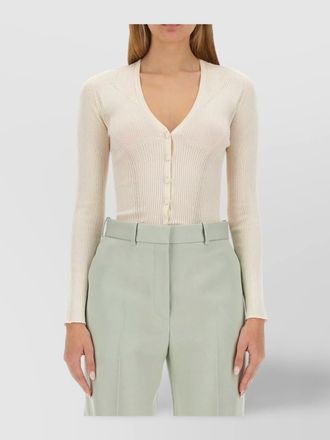 Lanvin knit v neck ribbed texture cardigan