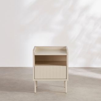 Maisons du monde Mesita de noche de 1 caj&oacute;n blanca 40 cm