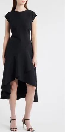 Chelsea28 Cap Sleeve High Low Midi dress in Black at Nordstrom Rack, Size X-Small