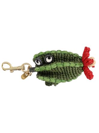 Anya Hindmarch Textured Green Cactus Shape Raffia Wallet