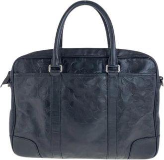 Coach Pre-owned Handbags, male, Black, Size: ONE SIZE Pre-owned Signature Leather Briefcase
