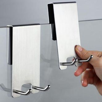 OEM Gancho De Ducha De Pared De 2 Piezas, Toallero Sin Necesidad De Taladrar, Para Mamparas De Ducha De 6 A 12 Mm De Grosor, Acero Inoxidable Cepillado