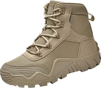 Generic Mens Warm Lined Snow Boots, Winter Boots, Hiking Shoes, Ankle Boots, Non-Slip Trekking Shoes, Large Outdoor Field Shoes, New Mens Desert Shoes, khaki,