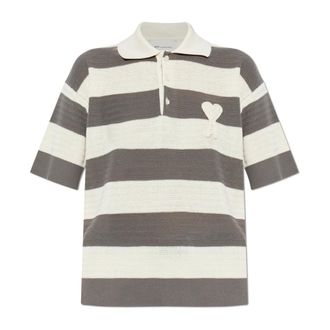Ami Polo Shirts, female, Gray, Size: M De Coeur Polo