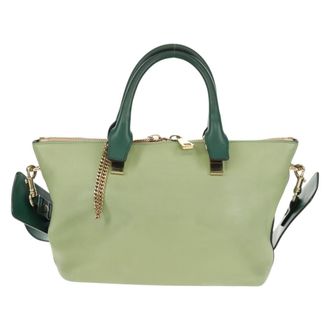 Chlo&eacute; Bicolor Baylee Satchel Leather Green Leather Bag (Pre-Owned)