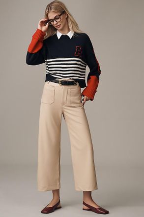 Maeve The Colette Faux Leather Crop Wide-Leg Pants by Maeve