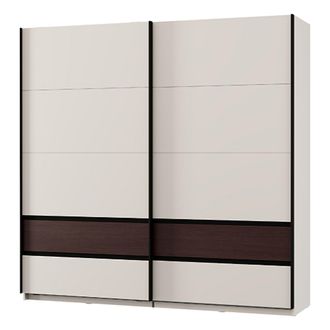 Dmora Armario 2 Puertas Vangvi, Dormitorio Con 2 Estantes, Perchero, Apertura Corredera, 220x217h Cm Blanco Crema