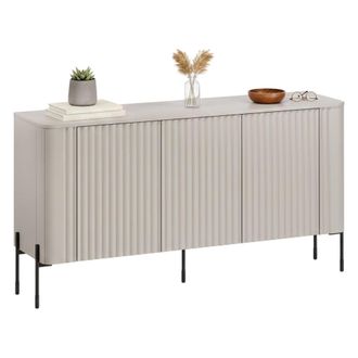 Dmora Aparador Susegana, Aparador De Sal&oacute;n Con Tres Puertas Batientes, Elevado Del Suelo, 150x40 H80 Cm, Beige