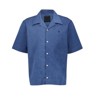 Givenchy Overhemden, Heren, Blauw, L, Denim, Hemelsblauwe Chambray Shirt met Hawa&iuml;kraag
