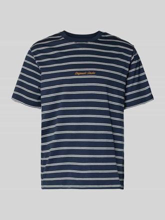 Jack & Jones Jack & Jones T-Shirt mit Streifenmuster und Rundhalsausschnitt in Marine, Gr&ouml;&szlig;e XXL