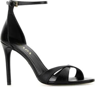 Prada Womens Black Leather Sandals Nero Sandali