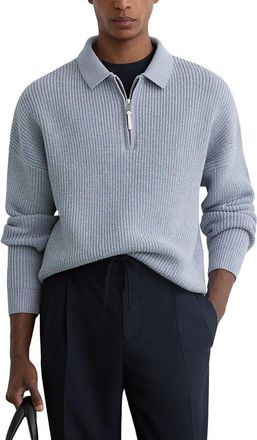 Reiss Prop Half Zip Ribbed P Sweater