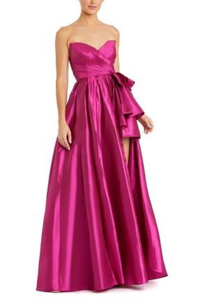 Mac Duggal Strapless Taffeta Gown With Ruffle Detail in Hot Pink at Nordstrom, Size 12