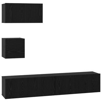 Berkfield Home TV Unit Set 4 pcs Black oak 80 x 30 x 30 cm Engineered wood