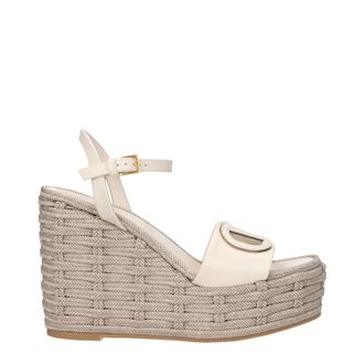 Valentino Garavani Zeppe Frauen Leder beige/Elfenbein