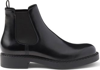 Prada brushed-finish Chelsea boots - men - Calf Leather/Rubber/Fabric/Calf Leather - 10.5 - Black
