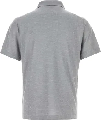 Brioni Mens Cashmere Silk Linen Blend Polo Shirt Gray