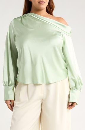 Renee C Drop Shoulder Satin Top in Mint at Nordstrom Rack, Size 1X