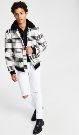 Inc International Concepts Mens Loki Fleece Collar Bomber Jacket